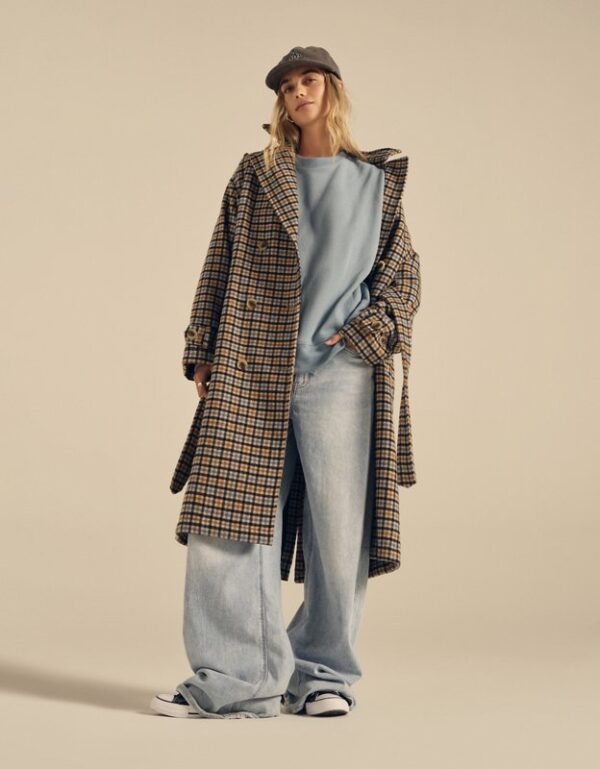 AE Plaid Trench Coat