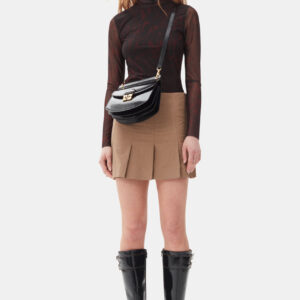 Brown Drapey Melange Mini Skirt