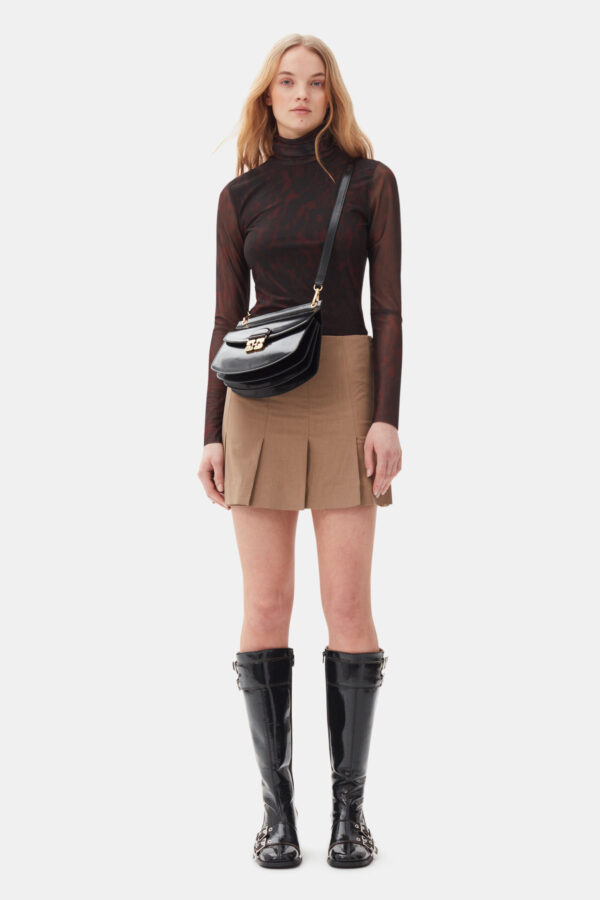 Brown Drapey Melange Mini Skirt