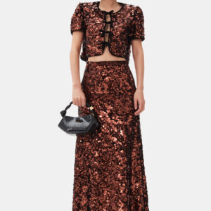 Brown Sequins Maxi Skirt