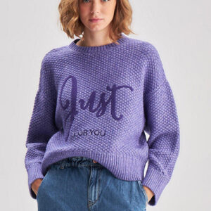 Crew Neck Slogan Knitwear Skirt