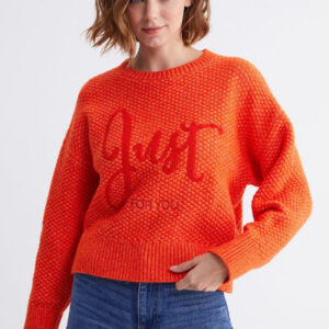 Crew Neck Slogan Knitwear Skirt