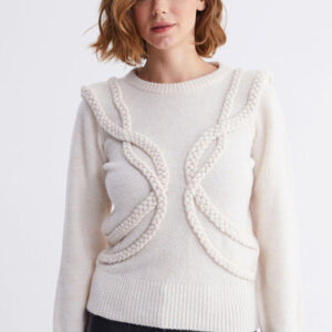 Padded Cable Knit Pattend Knitwear Sweater